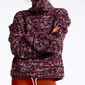 Varley Bailey Half Zip Speckled Fleece Pullover Rose Heavyweight Size Small